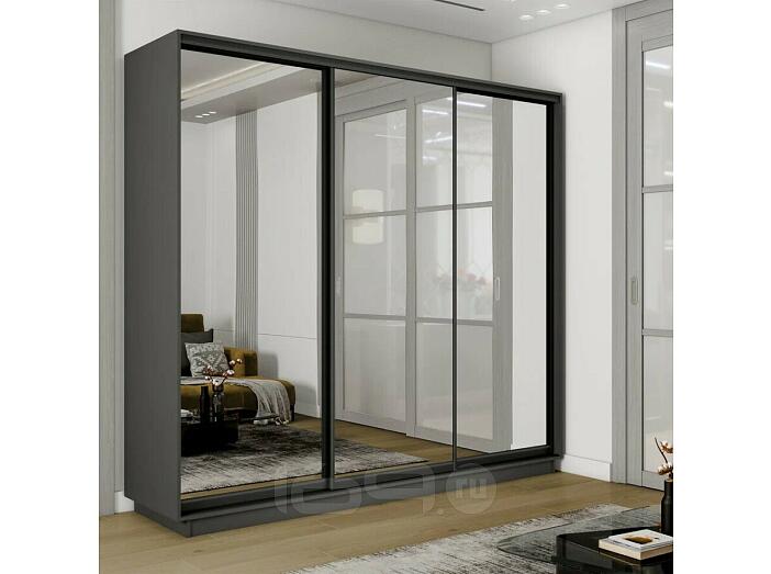 Шкаф-купе 2400x600x2200 Экспресс 2 Серый Диамант зеркало, ЛДСП