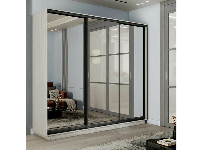 Шкаф-купе 2100x450x2200 Экспресс 2 Ясень Анкор светлый зеркало, ЛДСП