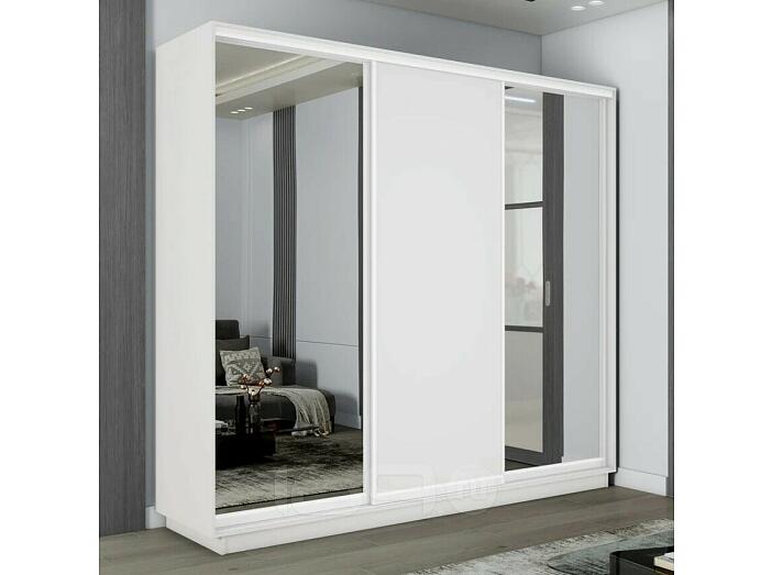 Шкаф-купе 1800x450x2400 Экспресс 2 Белый снег зеркало, ЛДСП