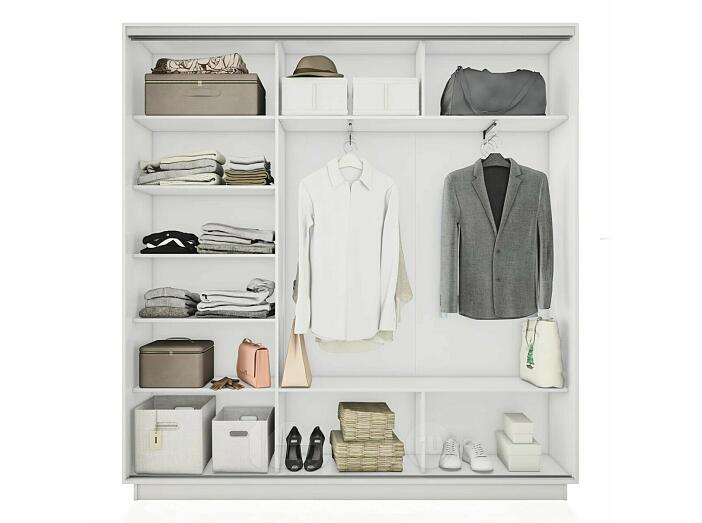 Шкаф Экспресс 2 3-х дверный Трио Зеркало ЛДСП Зеркало (Белый профиль) Белый снег 2400x2200x450