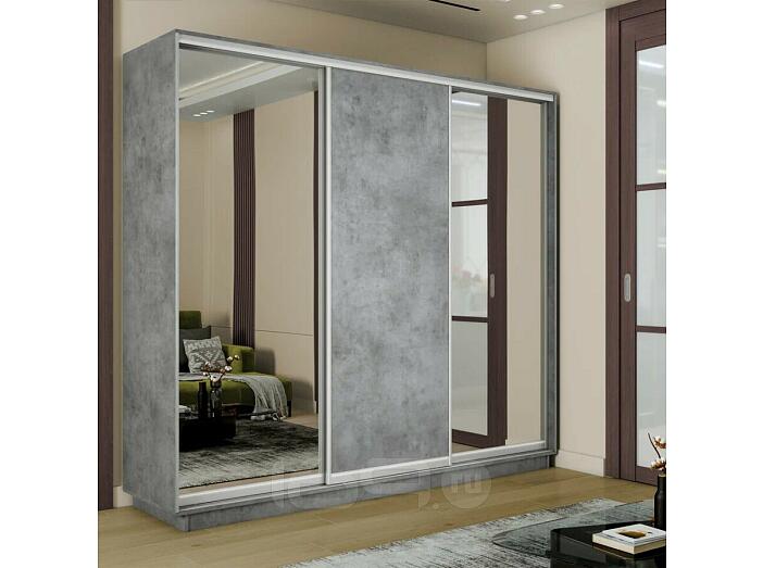 Шкаф-купе 1800x450x2400 Экспресс 2 Бетон зеркало, ЛДСП