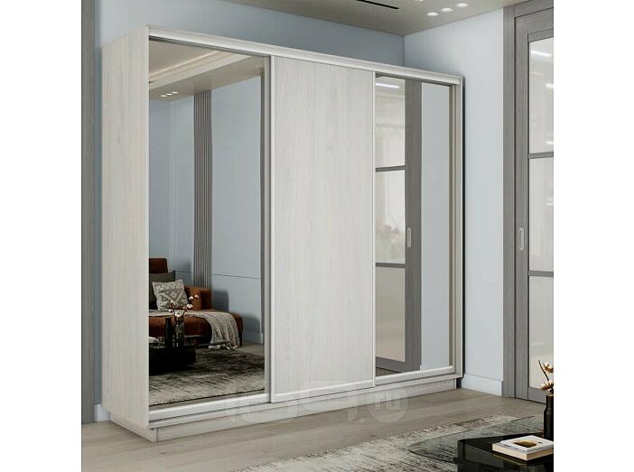 Шкаф-купе 2100x600x2400 Экспресс 2 Ясень Анкор светлый зеркало, ЛДСП