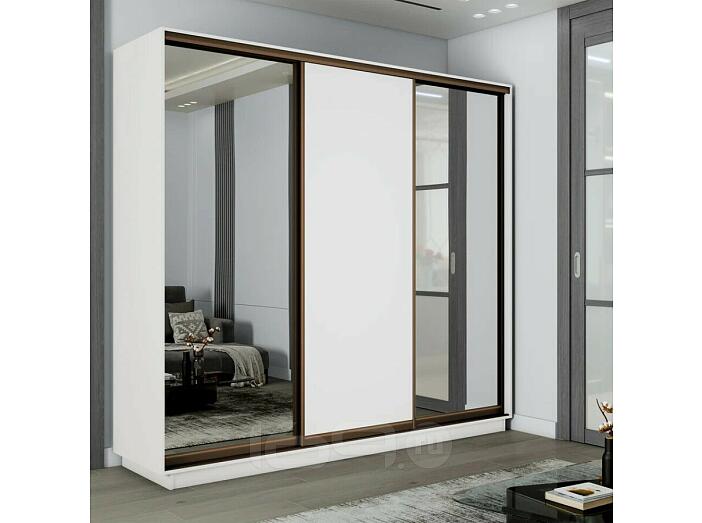 Шкаф-купе 1800x450x2200 Экспресс 2 Белый снег зеркало, ЛДСП