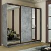 Шкаф-купе 2100x450x2200 Экспресс 2 Бетон зеркало, ЛДСП