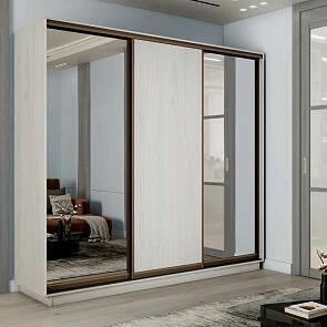 Шкаф Экспресс 2 3-х дверный Трио Зеркало ЛДСП Зеркало (Бронзовый профиль) Ясень Анкор светлый 1800x2400x600