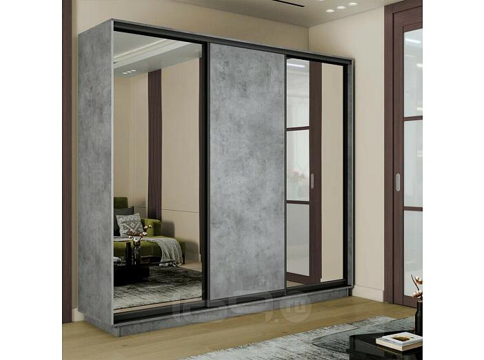 Шкаф-купе 1800x600x2200 Экспресс 2 Бетон зеркало, ЛДСП