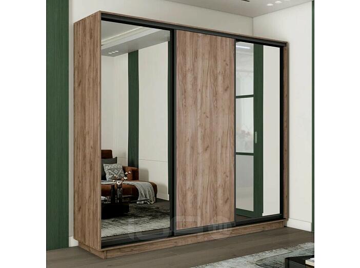 Шкаф-купе 1800x600x2400 Экспресс 2 Дуб Крафт табачный зеркало, ЛДСП