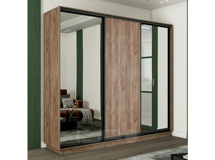 Шкаф-купе 2400x450x2200 Экспресс 2 Дуб Крафт табачный зеркало, ЛДСП