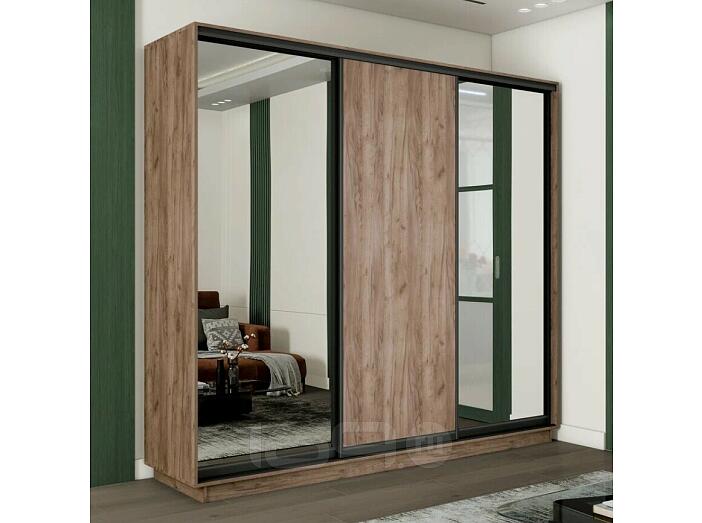 Шкаф-купе 2400x450x2400 Экспресс 2 Дуб Крафт табачный зеркало, ЛДСП