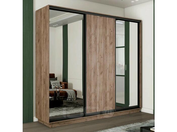 Шкаф-купе 2400x600x2400 Экспресс 2 Дуб Крафт табачный зеркало, ЛДСП