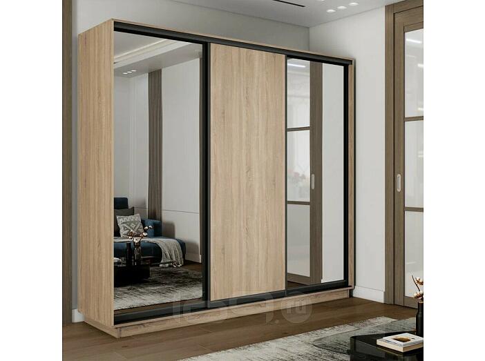 Шкаф-купе 1800x450x2200 Экспресс 2 Дуб сонома зеркало, ЛДСП