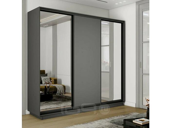 Шкаф-купе 1800x450x2200 Экспресс 2 Серый Диамант зеркало, ЛДСП
