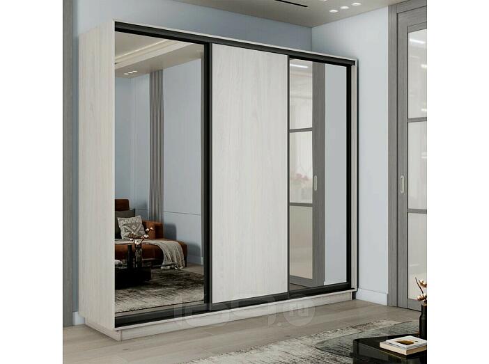 Шкаф-купе 2100x450x2400 Экспресс 2 Ясень Анкор светлый зеркало, ЛДСП