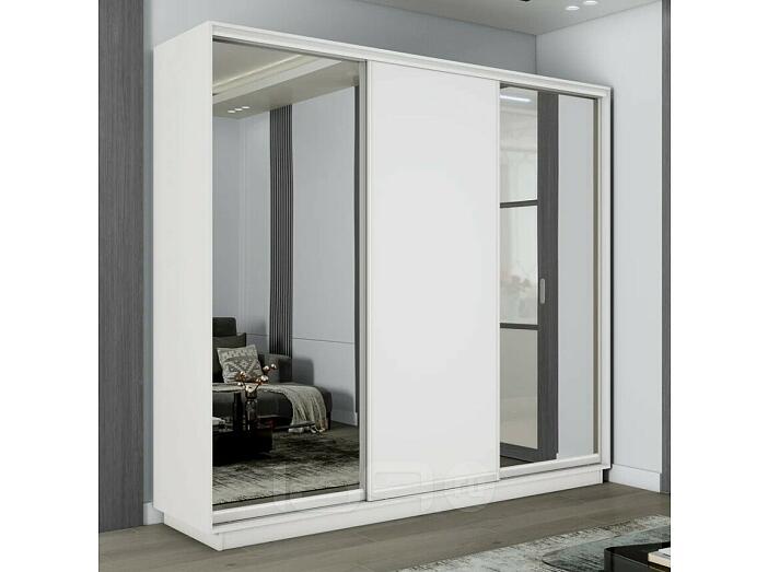 Шкаф Экспресс 2 3-х дверный Трио Зеркало ЛДСП Зеркало (Серебряный профиль) Белый снег 1800x2400x450 Шкаф Экспресс 2 3-х дверный Трио Зеркало ЛДСП Зеркало (Серебряный профиль) Белый снег 1800x2400x450