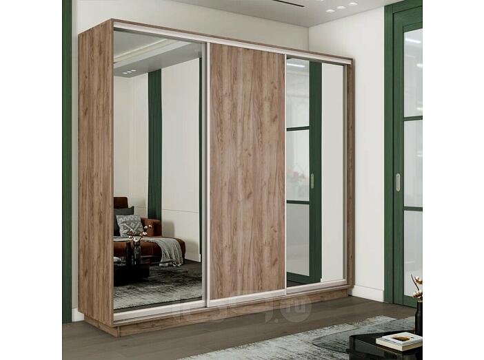 Шкаф-купе 2100x600x2400 Экспресс 2 Дуб Крафт табачный зеркало, ЛДСП