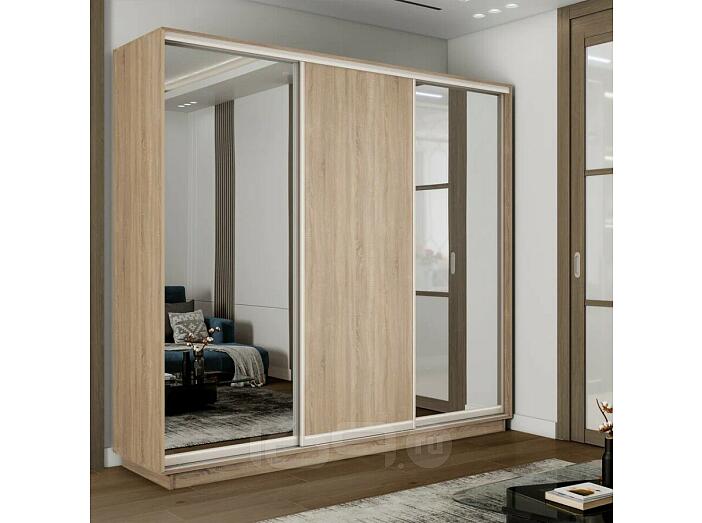 Шкаф-купе 2100x600x2400 Экспресс 2 Дуб сонома зеркало, ЛДСП