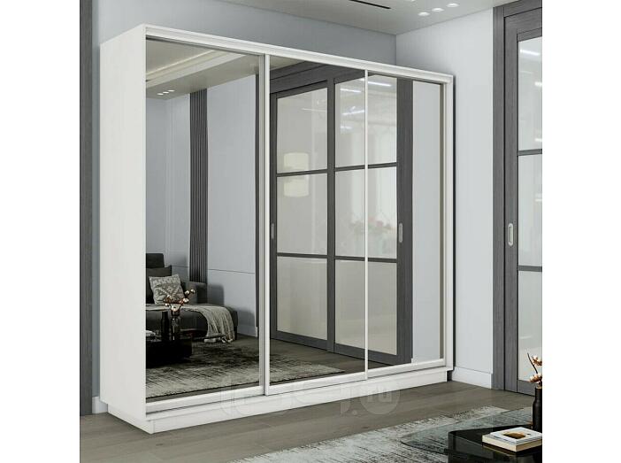 Шкаф-купе 1800x450x2400 Экспресс 2 Белый снег зеркало, ЛДСП