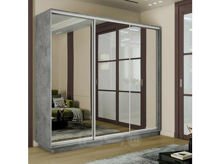 Шкаф-купе 1800x450x2200 Экспресс 2 Бетон зеркало, ЛДСП