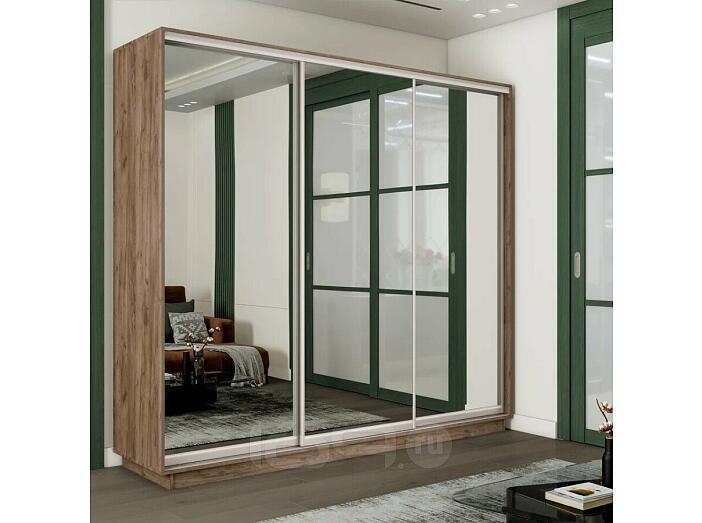 Шкаф-купе 2400x450x2400 Экспресс 2 Дуб Крафт табачный зеркало, ЛДСП