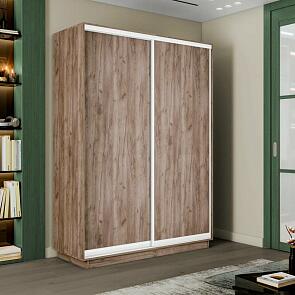 Шкаф Экспресс 2 Широкий 2-х дверный Дуо ЛДСП (Белый профиль) Дуб Крафт Табачный 1800*2200*450