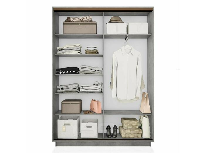 Шкаф Экспресс 2 Широкий 2-х дверный Дуо ЛДСП (Бронзовый профиль) Бетон 1800*2200*600