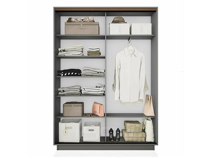 Шкаф Экспресс 2 Широкий 2-х дверный Дуо ЛДСП (Бронзовый профиль) Серый Диамант 1800*2400*450