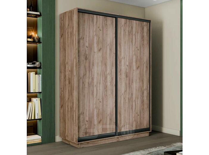 Шкаф Экспресс 2 Широкий 2-х дверный Дуо ЛДСП (Чёрный профиль) Дуб Крафт Табачный 1800*2400*450