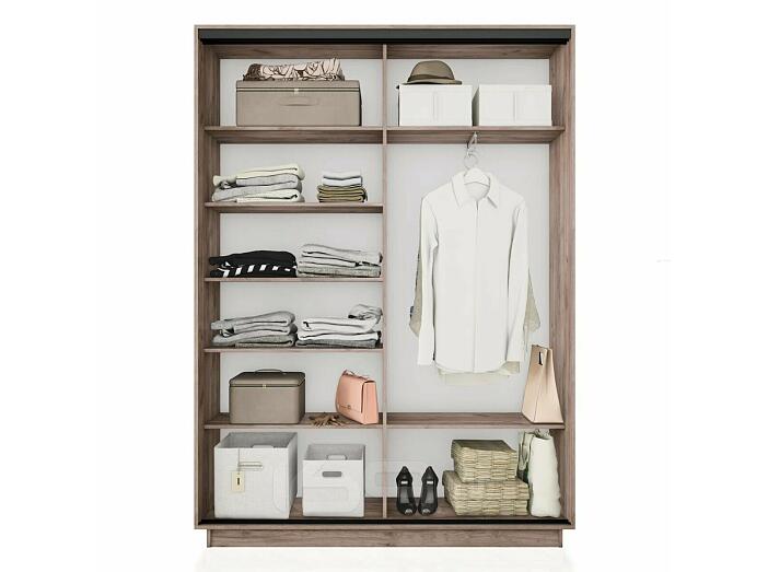 Шкаф Экспресс 2 Широкий 2-х дверный Дуо ЛДСП (Чёрный профиль) Дуб Крафт Табачный 1800*2400*600