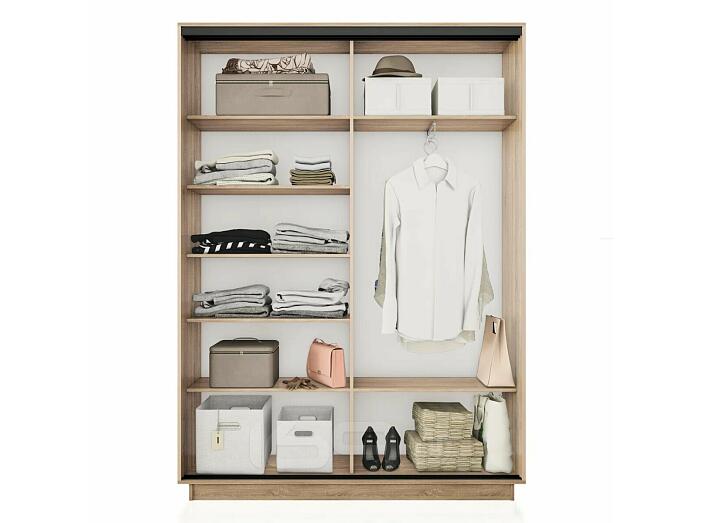 Шкаф Экспресс 2 Широкий 2-х дверный Дуо ЛДСП (Чёрный профиль) Дуб сонома 1800*2200*450