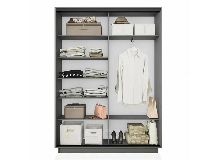 Шкаф Экспресс 2 Широкий 2-х дверный Дуо ЛДСП (Чёрный профиль) Серый Диамант 1800*2200*450