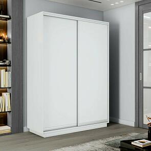 Шкаф Экспресс 2 Широкий 2-х дверный Дуо ЛДСП (Серебряный профиль) Белый снег 1800*2200*600