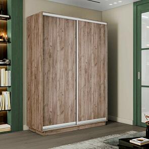 Шкаф Экспресс 2 Широкий 2-х дверный Дуо ЛДСП (Серебряный профиль) Дуб Крафт Табачный 1800*2200*600