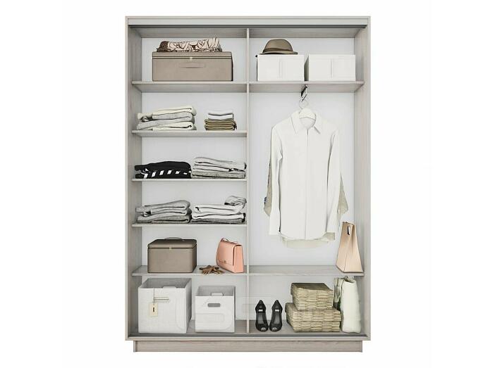 Шкаф Экспресс 2 Широкий 2-х дверный Дуо ЛДСП (Серебряный профиль) Ясень Анкор светлый 1800*2400*600