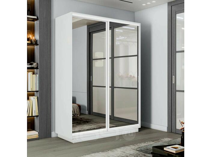 Шкаф Экспресс 2 Широкий 2-х дверный Дуо Зеркало (Белый профиль) Белый снег 1800*2200*600 Шкаф Экспресс 2 Широкий 2-х дверный Дуо Зеркало (Белый профиль) Белый снег 1800*2200*600