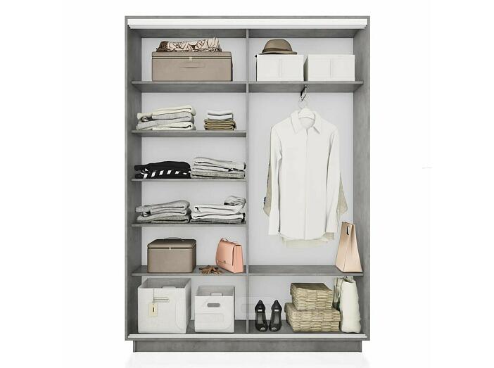 Шкаф Экспресс 2 Широкий 2-х дверный Дуо Зеркало (Белый профиль) Бетон 1800*2200*600