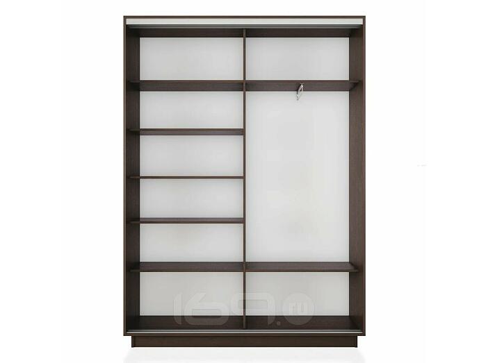 Шкаф Экспресс 2 Широкий 2-х дверный Дуо Зеркало (Белый профиль) Венге 1800*2200*450