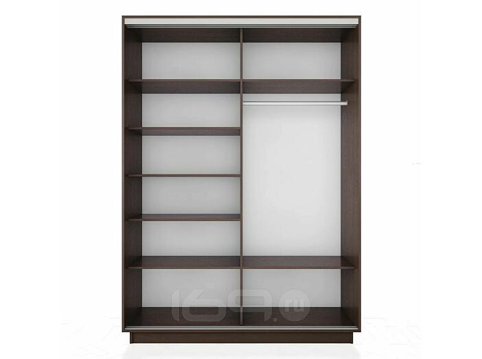 Шкаф Экспресс 2 Широкий 2-х дверный Дуо Зеркало (Белый профиль) Венге 1800*2200*600