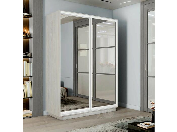 Шкаф Экспресс 2 Широкий 2-х дверный Дуо Зеркало (Белый профиль) Ясень Анкор светлый 1800*2200*450 Шкаф Экспресс 2 Широкий 2-х дверный Дуо Зеркало (Белый профиль) Ясень Анкор светлый 1800*2200*450