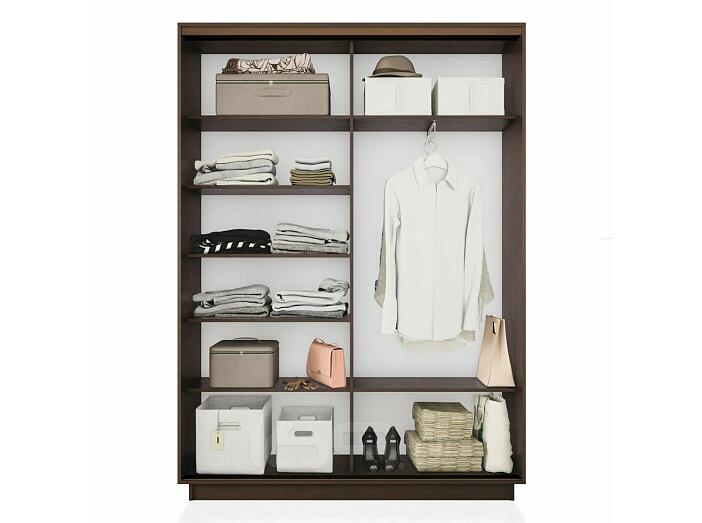 Шкаф Экспресс 2 Широкий 2-х дверный Дуо Зеркало (Бронзовый профиль) Венге 1800*2200*600