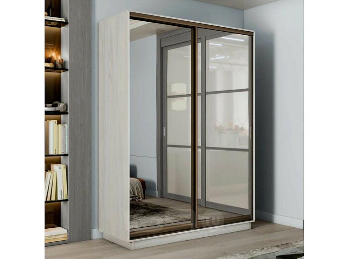 Шкаф Экспресс 2 Широкий 2-х дверный Дуо Зеркало (Бронзовый профиль) Ясень Анкор светлый 1800*2400*450 Шкаф Экспресс 2 Широкий 2-х дверный Дуо Зеркало (Бронзовый профиль) Ясень Анкор светлый 1800*2400*450