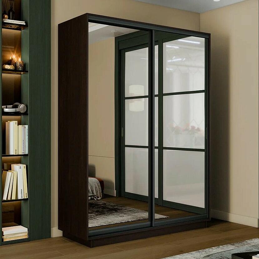 Шкаф Экспресс 2 Широкий 2-х дверный Дуо Зеркало Чёрный профиль Венге 18002400600 42760₽