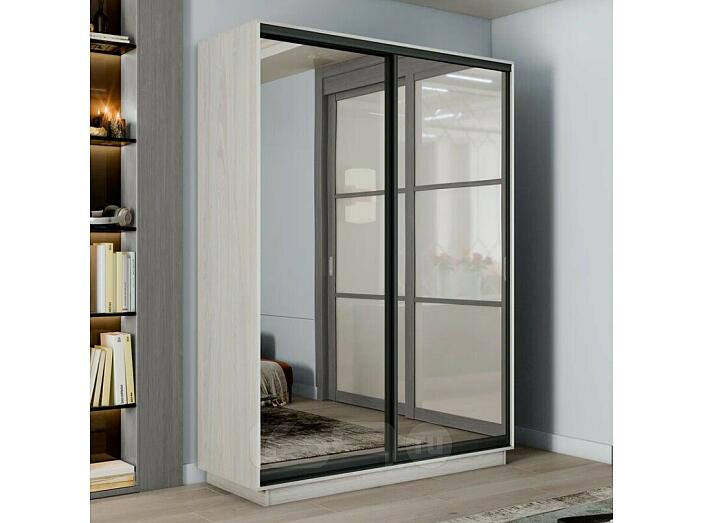 Шкаф Экспресс 2 Широкий 2-х дверный Дуо Зеркало (Чёрный профиль) Ясень Анкор светлый 1800*2400*450 Шкаф Экспресс 2 Широкий 2-х дверный Дуо Зеркало (Чёрный профиль) Ясень Анкор светлый 1800*2400*450