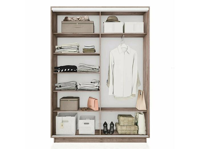 Шкаф Экспресс 2 Широкий 2-х дверный Дуо Зеркало ЛДСП (Белый профиль) Дуб Крафт Табачный 1800*2400*600