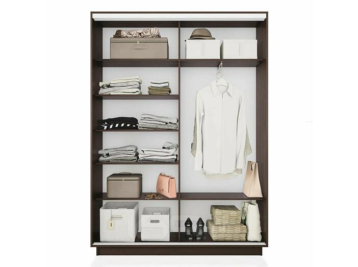 Шкаф Экспресс 2 Широкий 2-х дверный Дуо Зеркало ЛДСП (Белый профиль) Венге 1800*2200*450