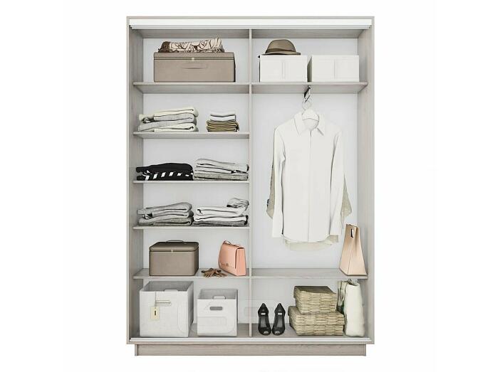 Шкаф Экспресс 2 Широкий 2-х дверный Дуо Зеркало ЛДСП (Белый профиль) Ясень Анкор светлый 1800*2200*450