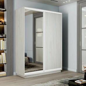 Шкаф Экспресс 2 Широкий 2-х дверный Дуо Зеркало ЛДСП (Белый профиль) Ясень Анкор светлый 1800*2400*450