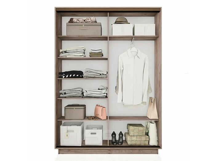 Шкаф Экспресс 2 Широкий 2-х дверный Дуо Зеркало ЛДСП (Бронзовый профиль) Дуб Крафт Табачный 1800*2400*600