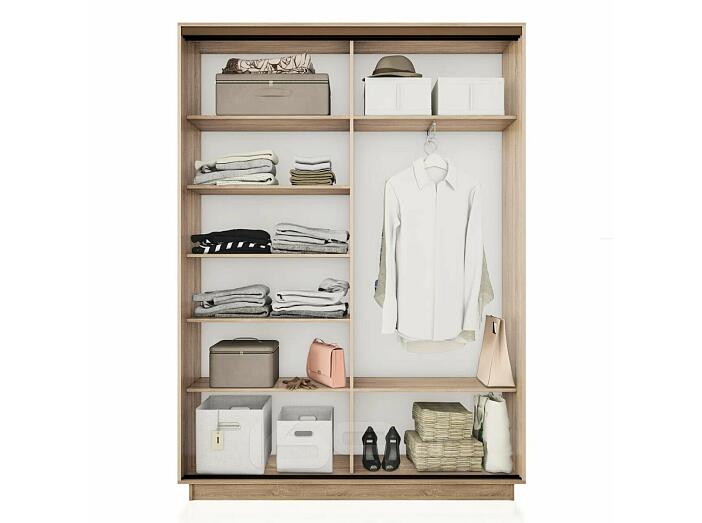 Шкаф Экспресс 2 Широкий 2-х дверный Дуо Зеркало ЛДСП (Бронзовый профиль) Дуб сонома 1800*2200*450