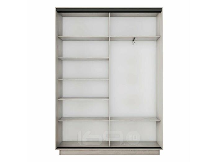 Шкаф Экспресс 2 Широкий 2-х дверный Дуо Зеркало ЛДСП (Чёрный профиль) Ясень Анкор светлый 1800*2400*450