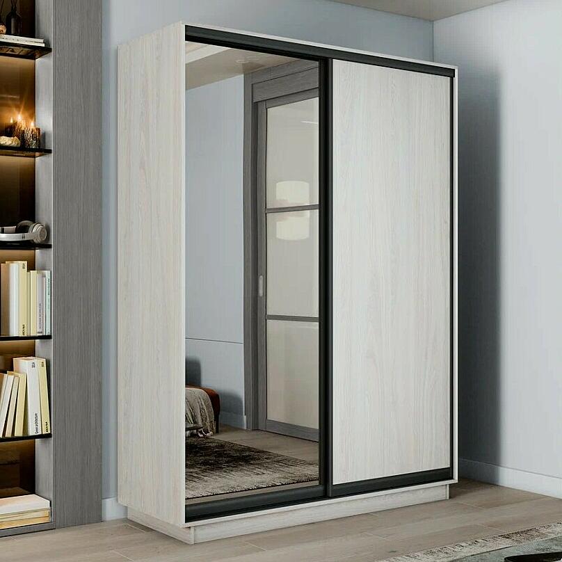 Шкаф Экспресс 2 Широкий 2-х дверный Дуо Зеркало ЛДСП Чёрный профиль Ясень Анкор светлый 18002400600 41220₽